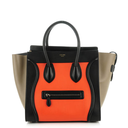 Celine Smooth Calfskin Mini Tri-Color Luggage Bright Orange 1 of 7