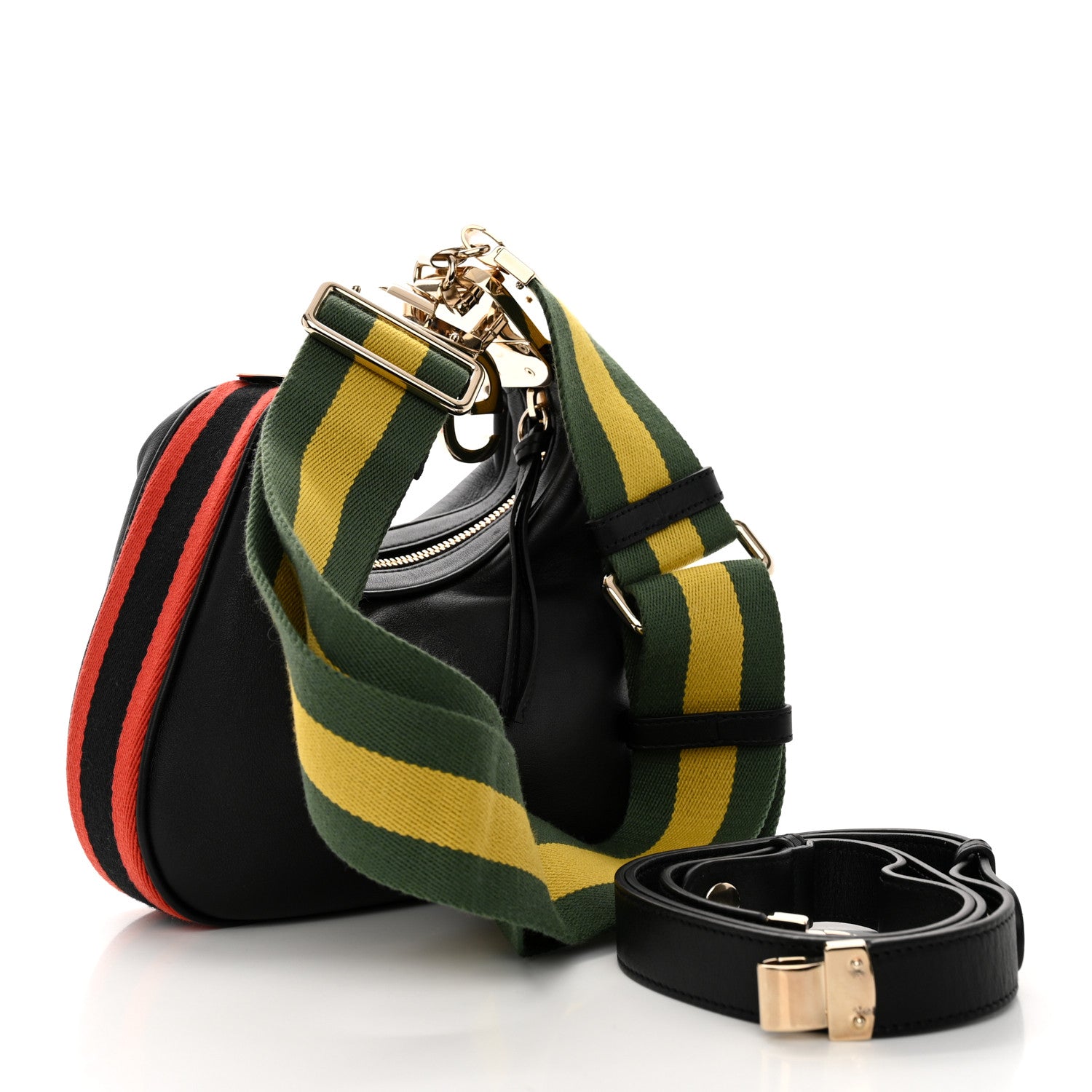 Gucci Aria Calfskin Web Small Attache Shoulder Bag Black 3 of 10