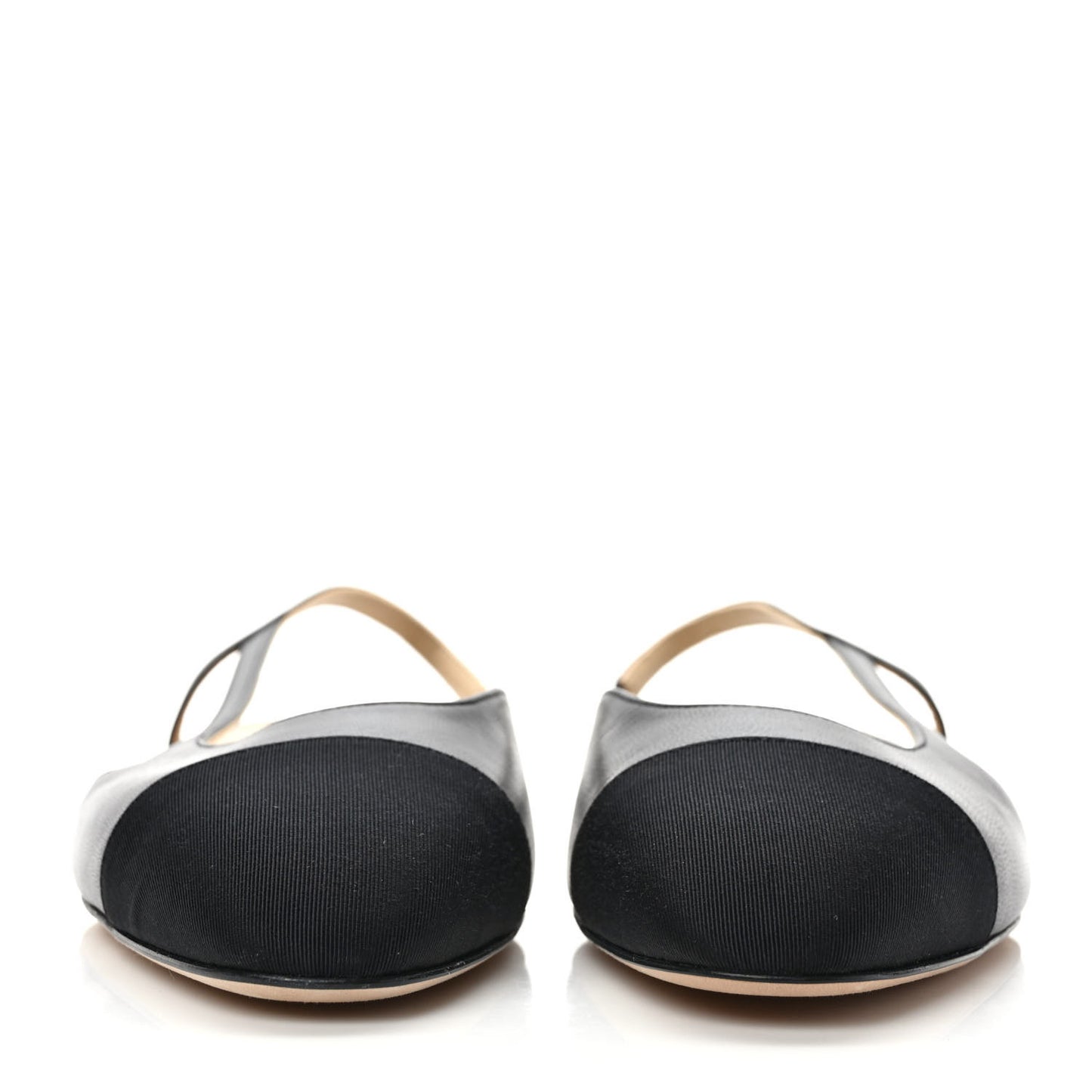 Goatskin Grosgrain Cap Toe CC Slingback Sandals 40.5 Black