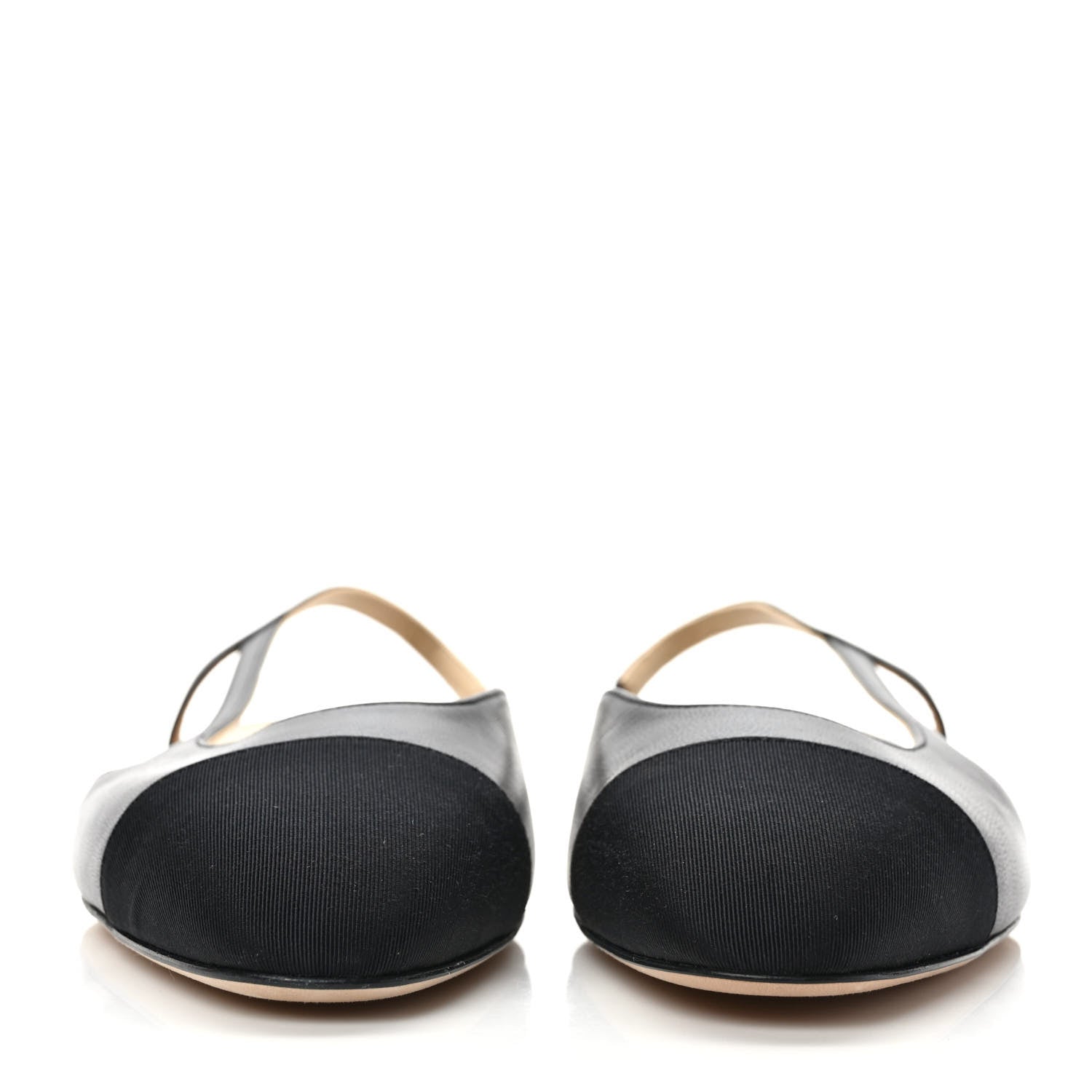 Chanel Goatskin Grosgrain Cap Toe CC Slingback Sandals 40.5 Black 2 of 8