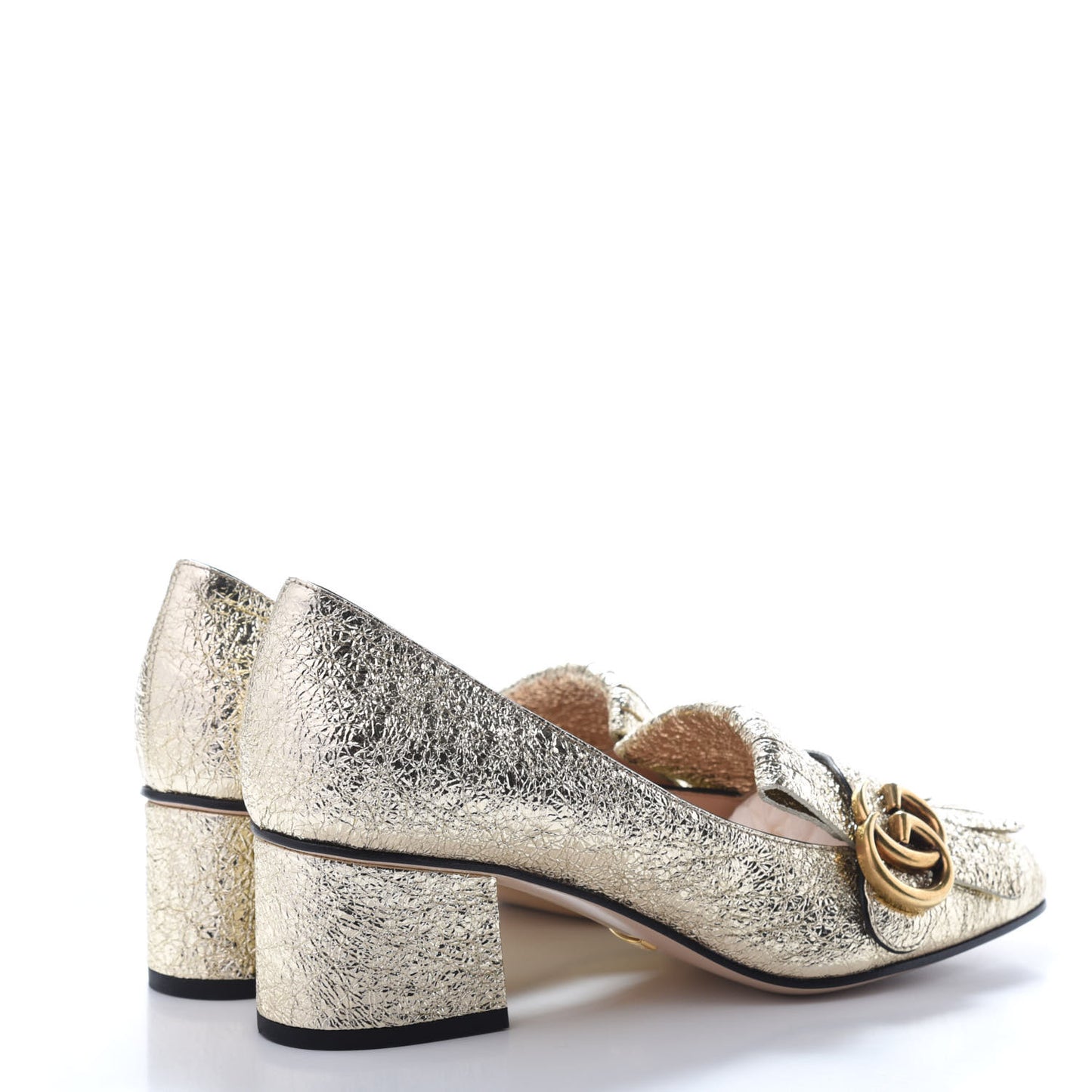 Galassia GG Marmont Fringe 50mm Loafer Pumps 37.5 Platino