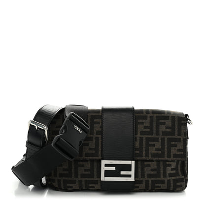 Fendi Fabric Jacquard FF 1974 Belt Baguette Bag Tobacco Moro Black 1 of 10