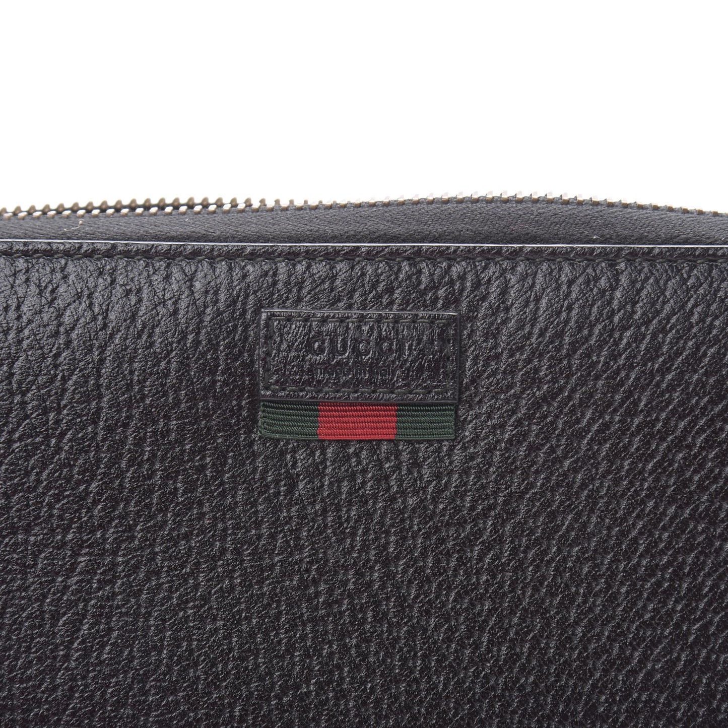 Calfskin Web Zip Around Wallet Black