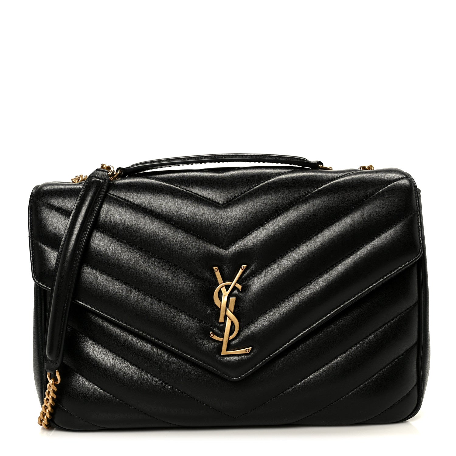 Saint Laurent Lambskin Chevron Quilted Large Loulou Black 1 of 15
