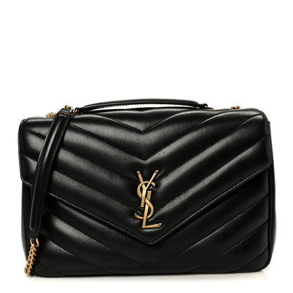 Saint Laurent Lambskin Chevron Quilted Large Loulou Black 1 of 15