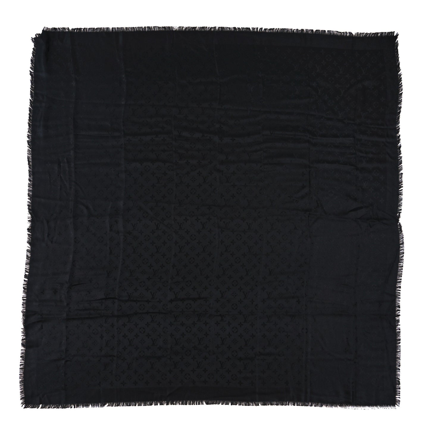 Silk Wool Monogram Shawl Black