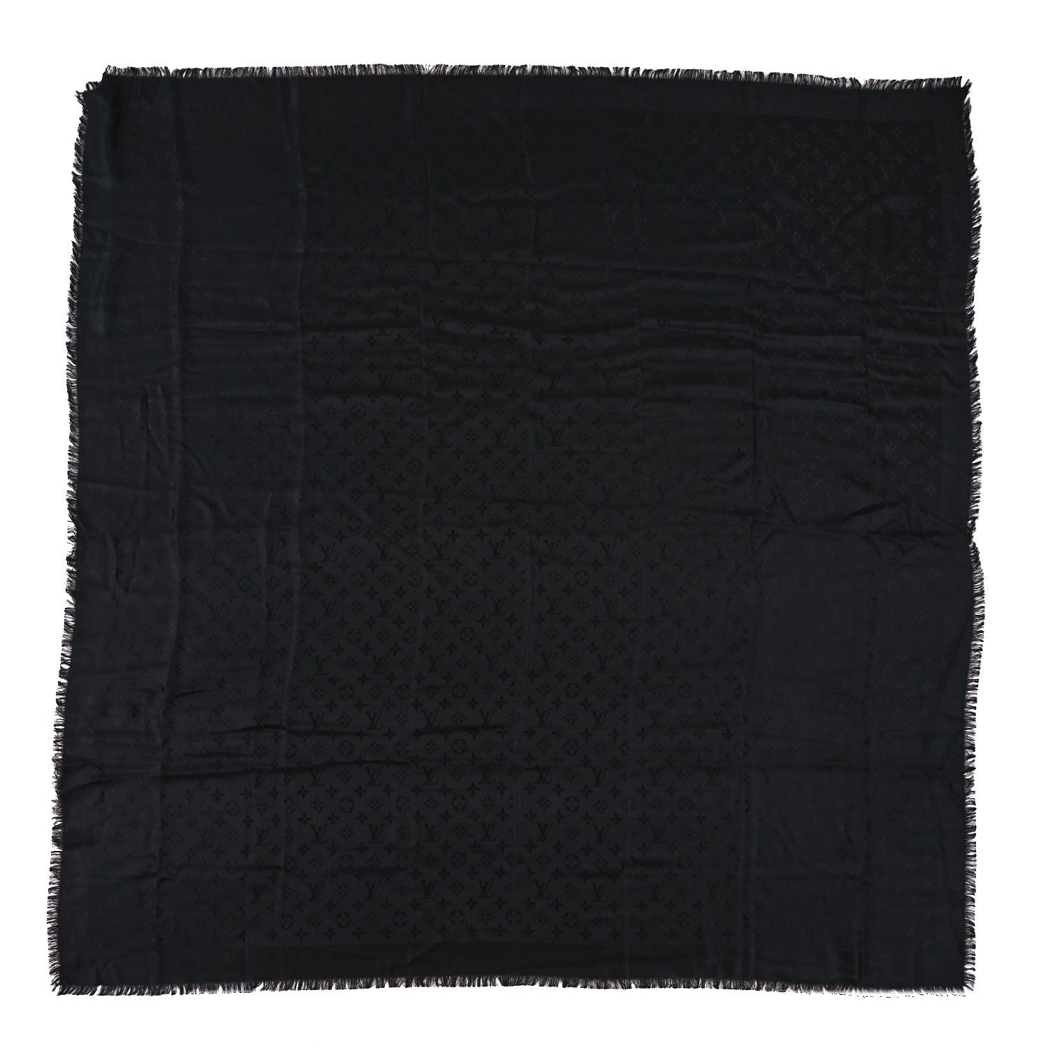 Louis Vuitton Silk Wool Monogram Shawl Black 1 of 4