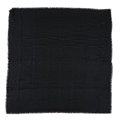 Louis Vuitton Silk Wool Monogram Shawl Black 1 of 4