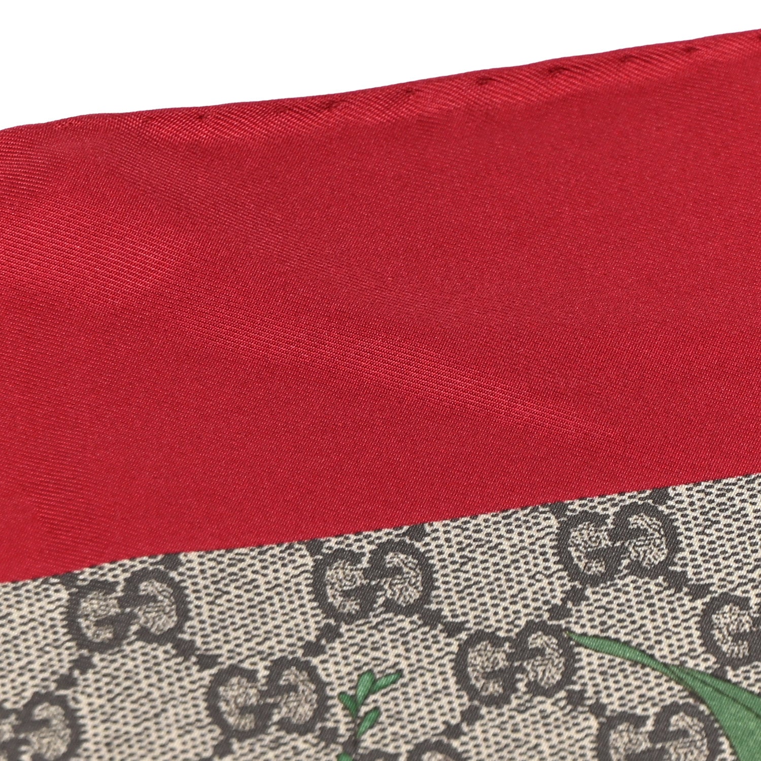 Gucci Silk Twill GG Monogram Special Florio Square Scarf Beige Red 7 of 24