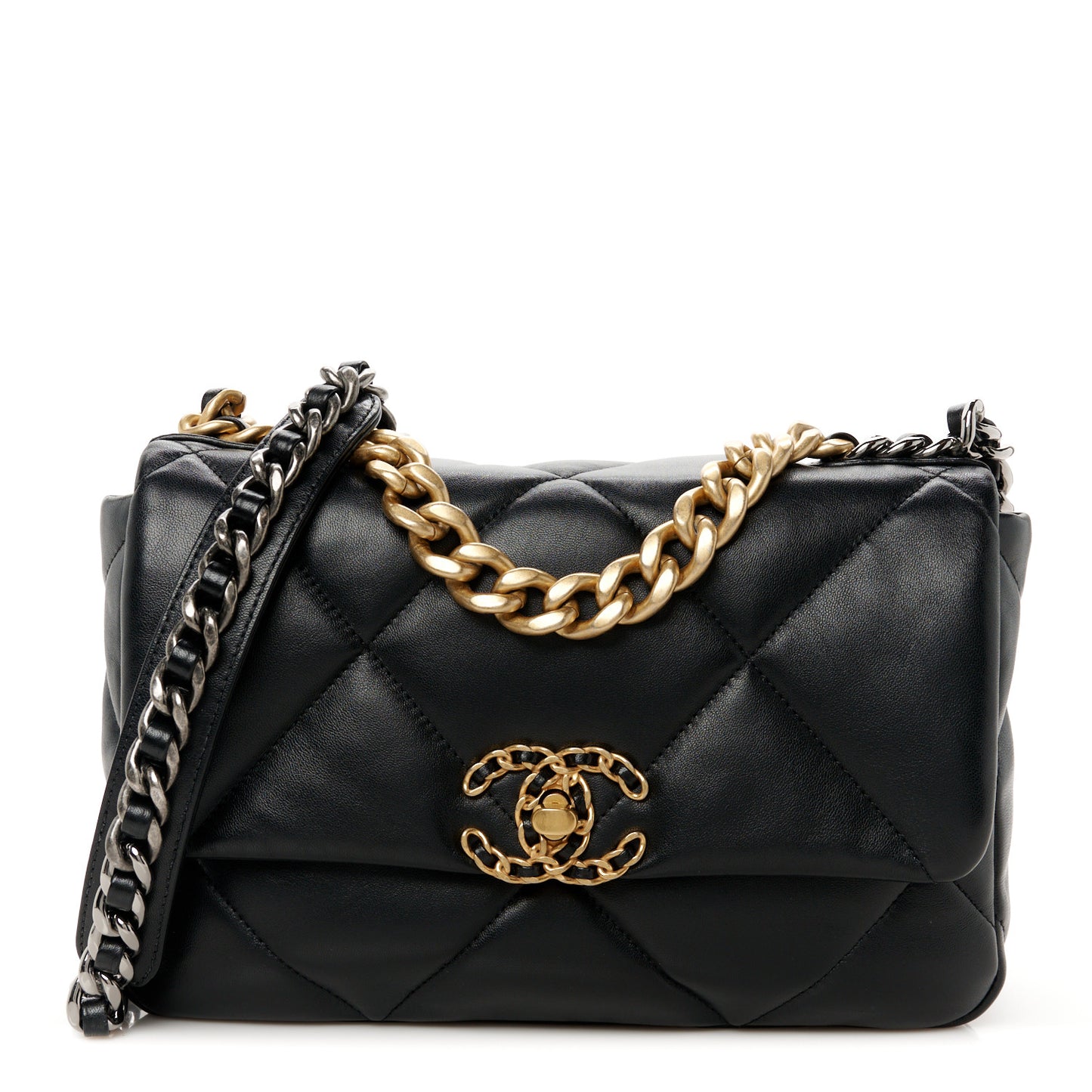 Lambskin Quilted Medium Chanel 19 Flap Black