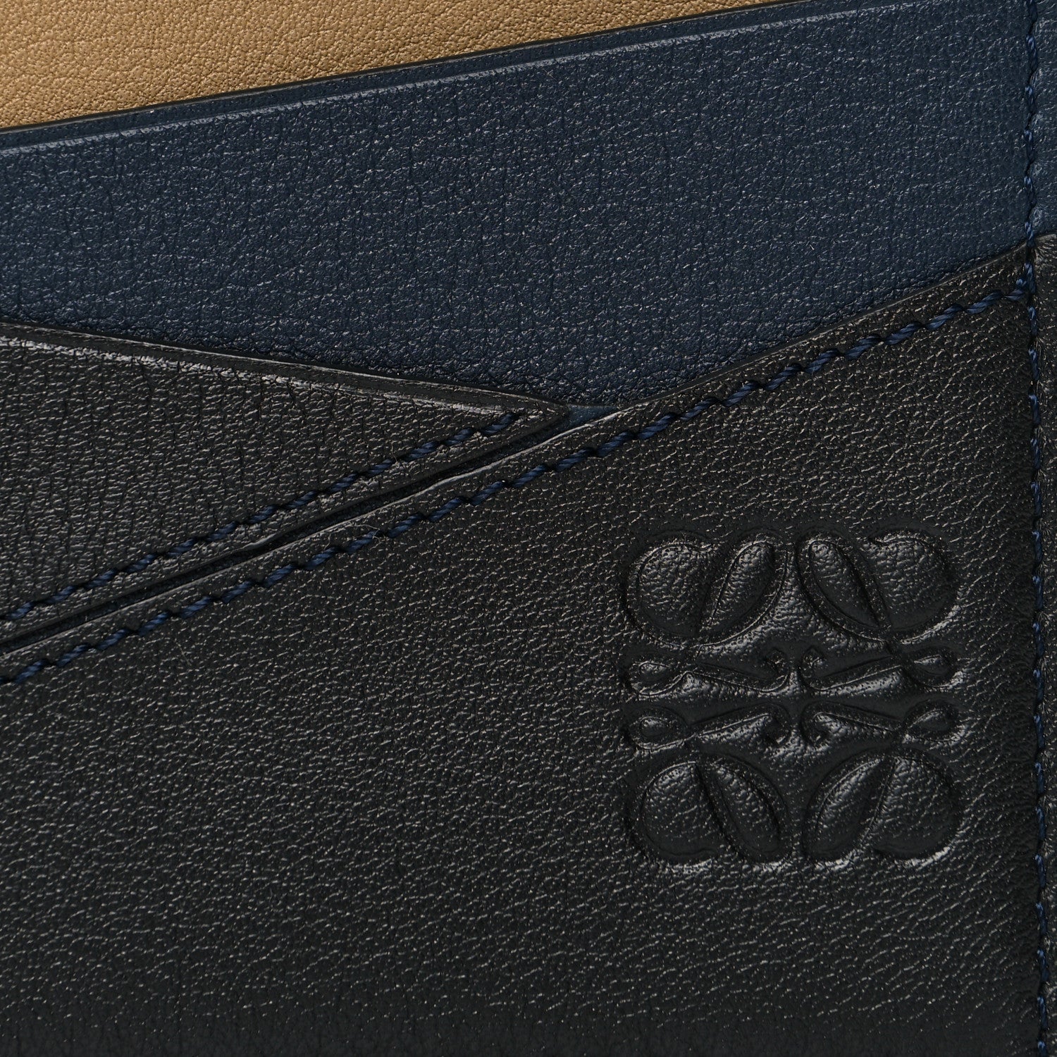Loewe Calfskin Puzzle Colorblock Card Holder Dark Toffee Black 6 of 9