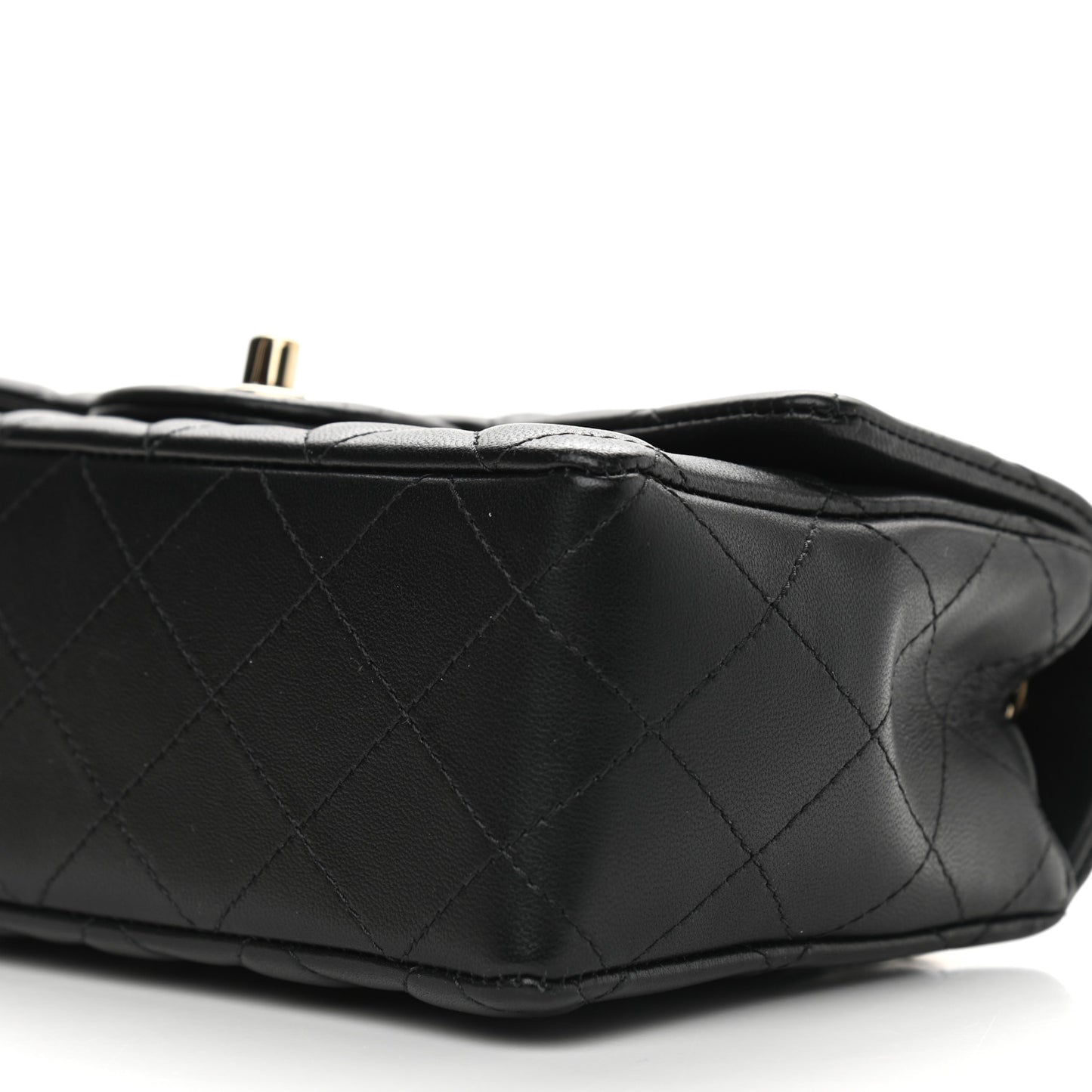 Lambskin Quilted Mini Rectangular Flap Black