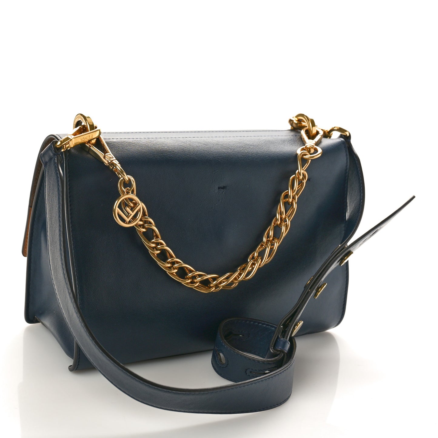 Vitello Grace Matte F is Fendi Kan U Shoulder Bag Navy Blue