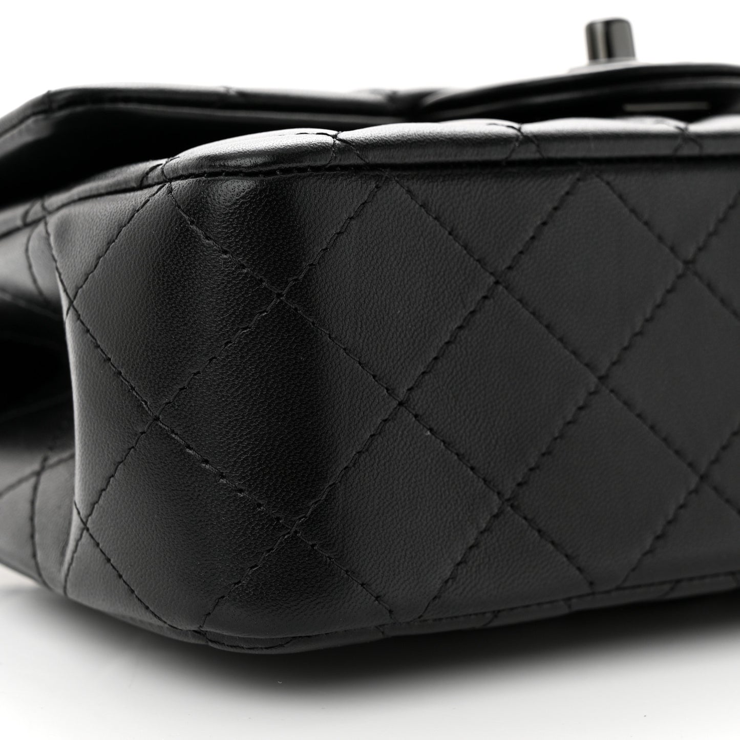 Lambskin Quilted Mini Top Handle Rectangular Flap So Black