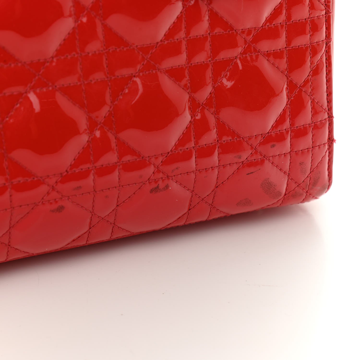 Christian Dior Patent Cannage Whipstitch Medium Lady Dior Red 11 of 12