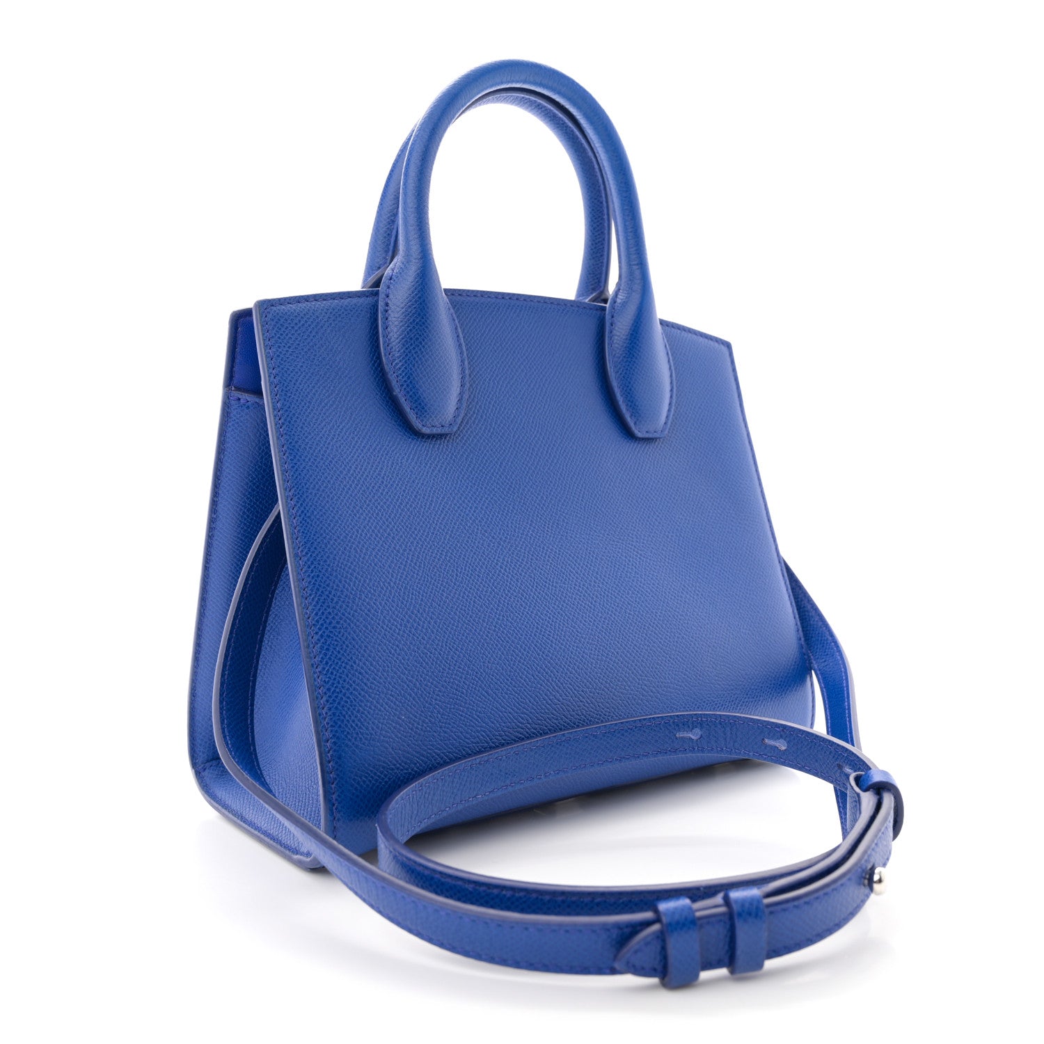 Salvatore Ferragamo Hammered Calfskin Small The Studio Box Bag Lapis Lazuli 3 of 11