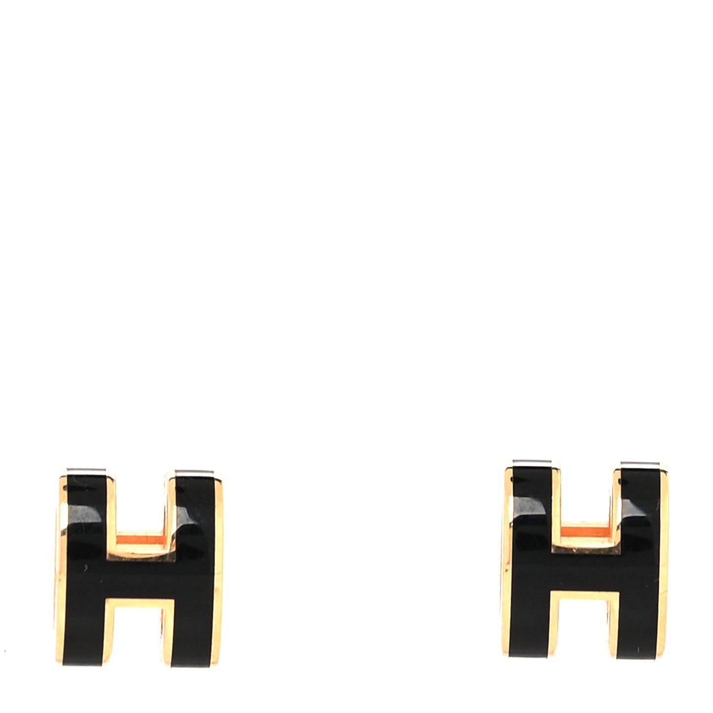 Rose Gold Lacquered Mini Pop H Earrings Black