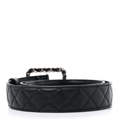 Chanel Lambskin Quilted Chain Square Buckle Belt 80 32 Black 2 of 6