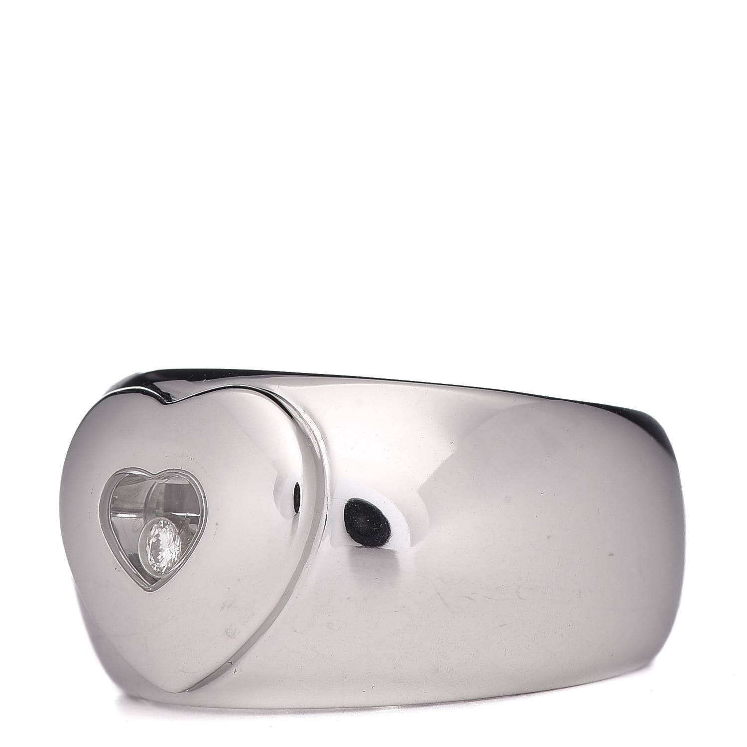 Chopard 18K White Gold Diamond Happy Heart Ring 55 7.25 3 of 5