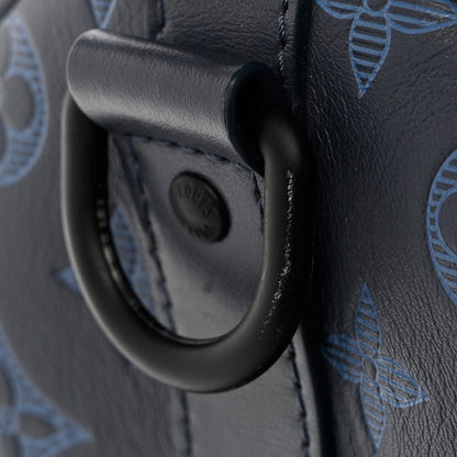 Louis Vuitton Calfskin Monogram Shadow Keepall Bandouliere 50 Navy 11 of 11