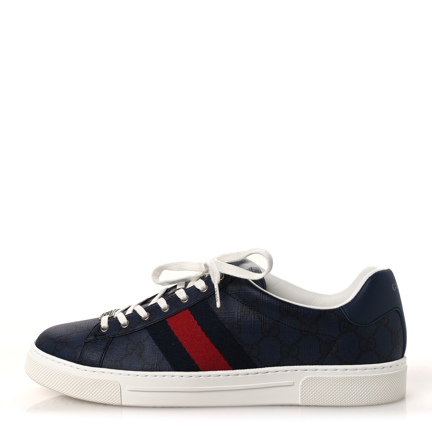 GG Supreme Monogram Web Mens New Ace Sneakers 9.5 Dark Blue