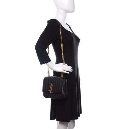 Saint Laurent Grain De Poudre Matelasse Monogram Medium Vicky Chain Bag Black 2 of 11