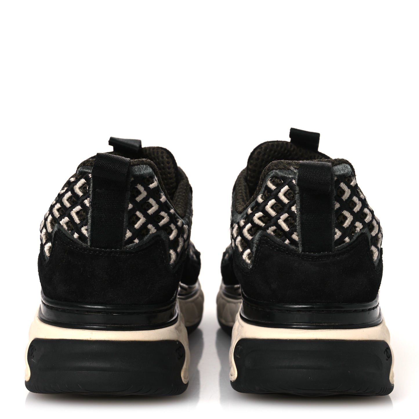 Suede Calfskin Embroidered CC Sneakers 36.5 Black