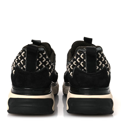 Chanel Suede Calfskin Embroidered CC Sneakers 36.5 Black 6 of 12