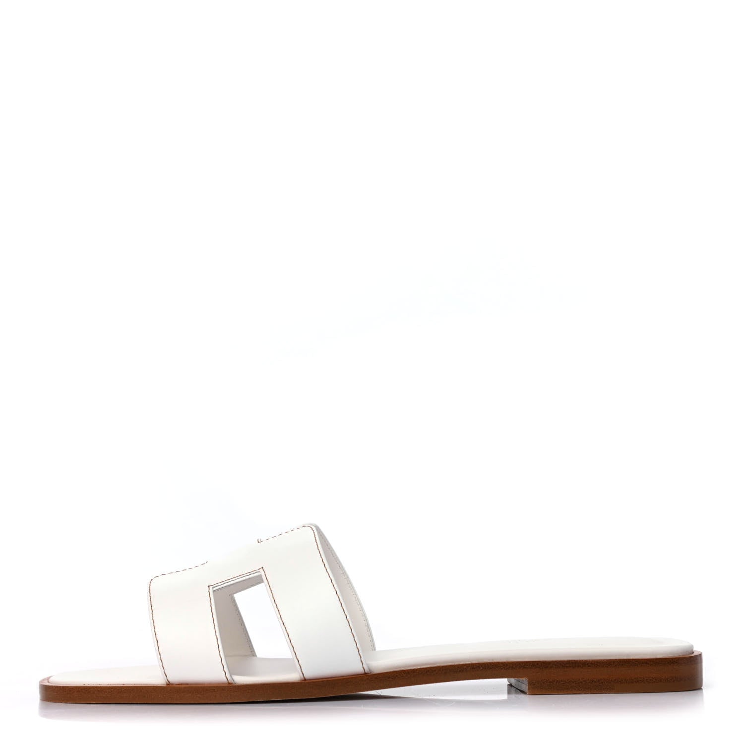 Hermes Box Calfskin Oran Sandals 38 White 1 of 4