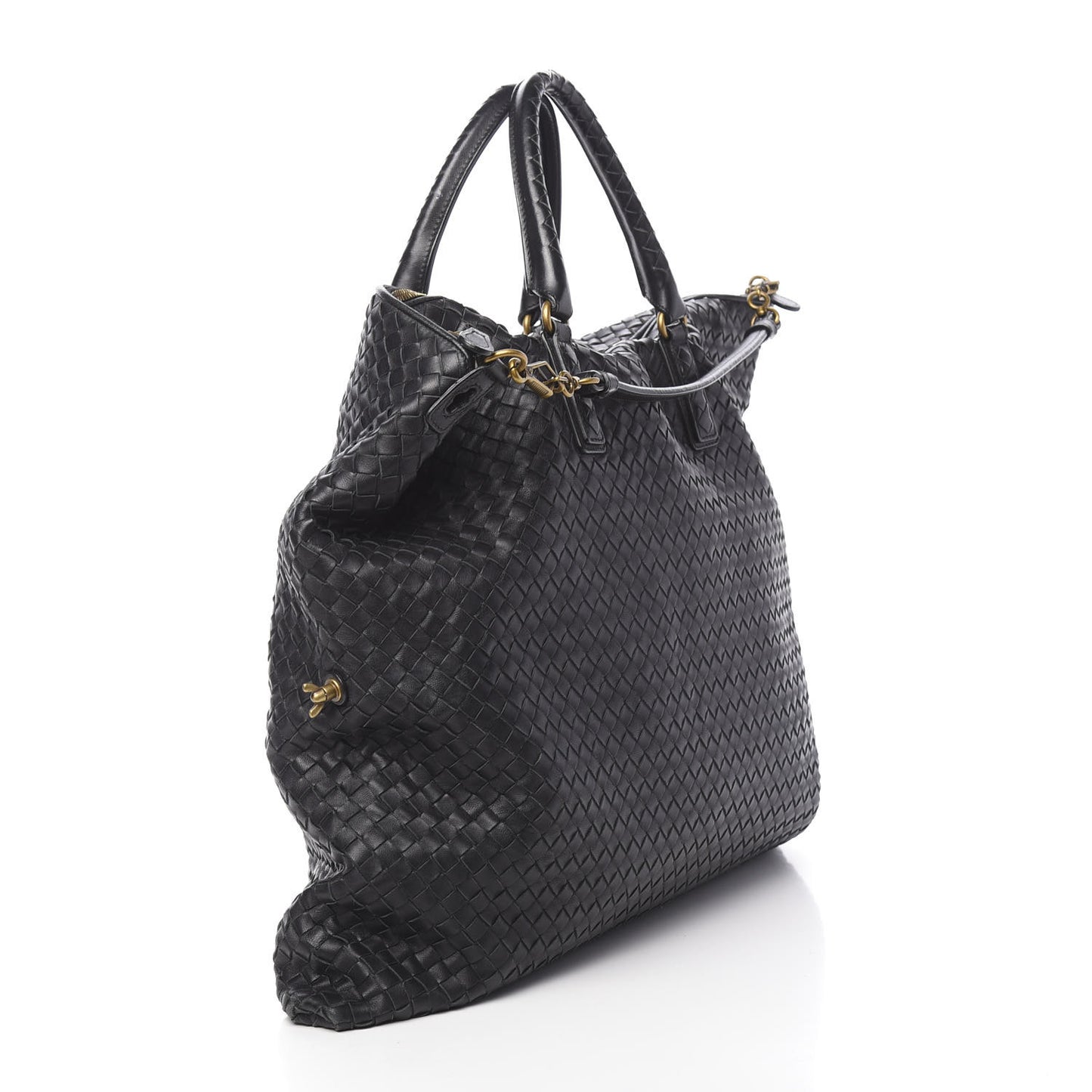 Nappa Intrecciato Medium Convertible Tote Black