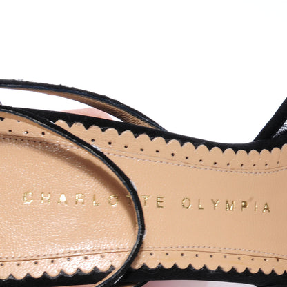 FASHIONPHILE CHARLOTTEOLYMPIACrepeSatinParisAnkleStrapPlatformSandals39Black 7 of 7