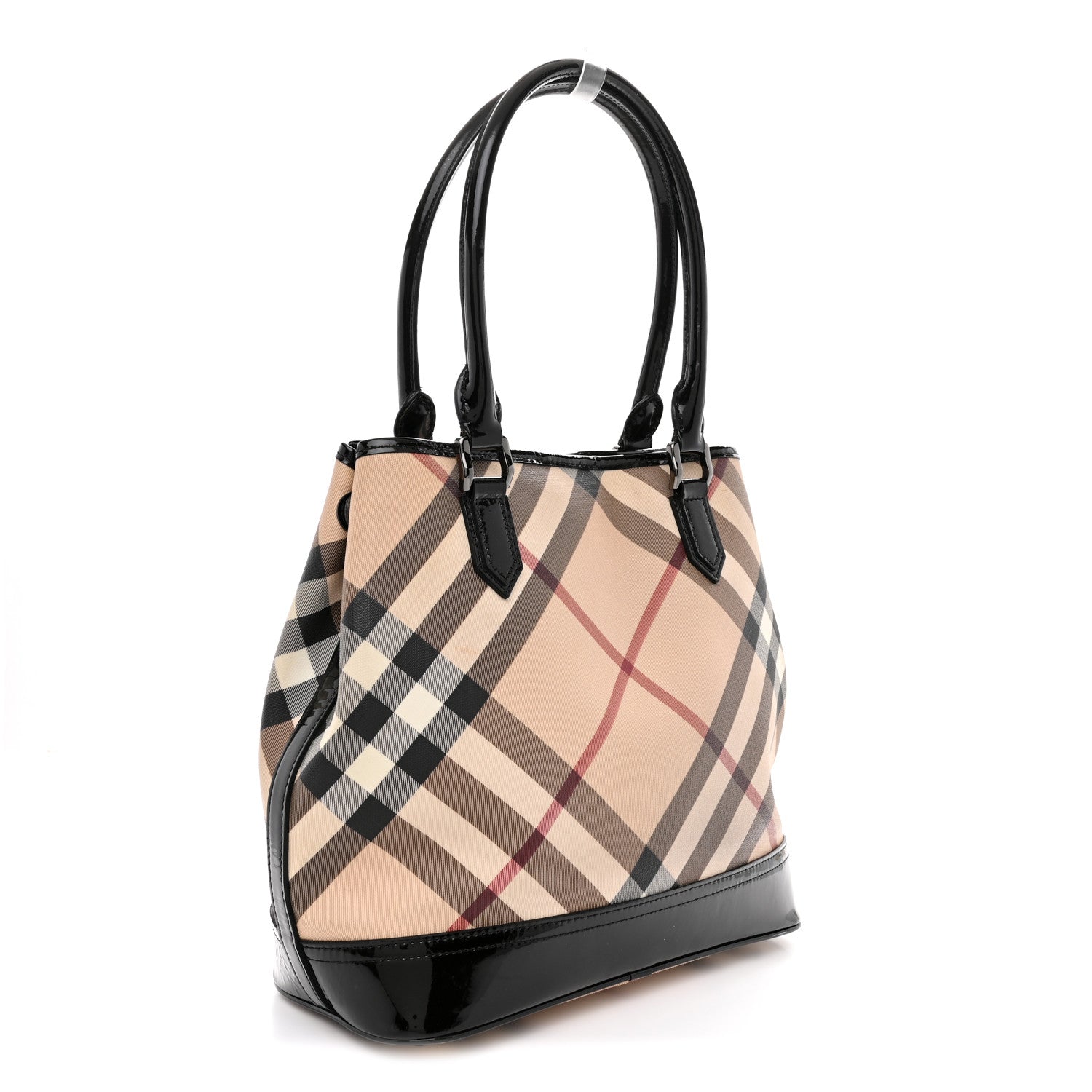Burberry Nova Check Patent Medium Tote Black 3 of 13