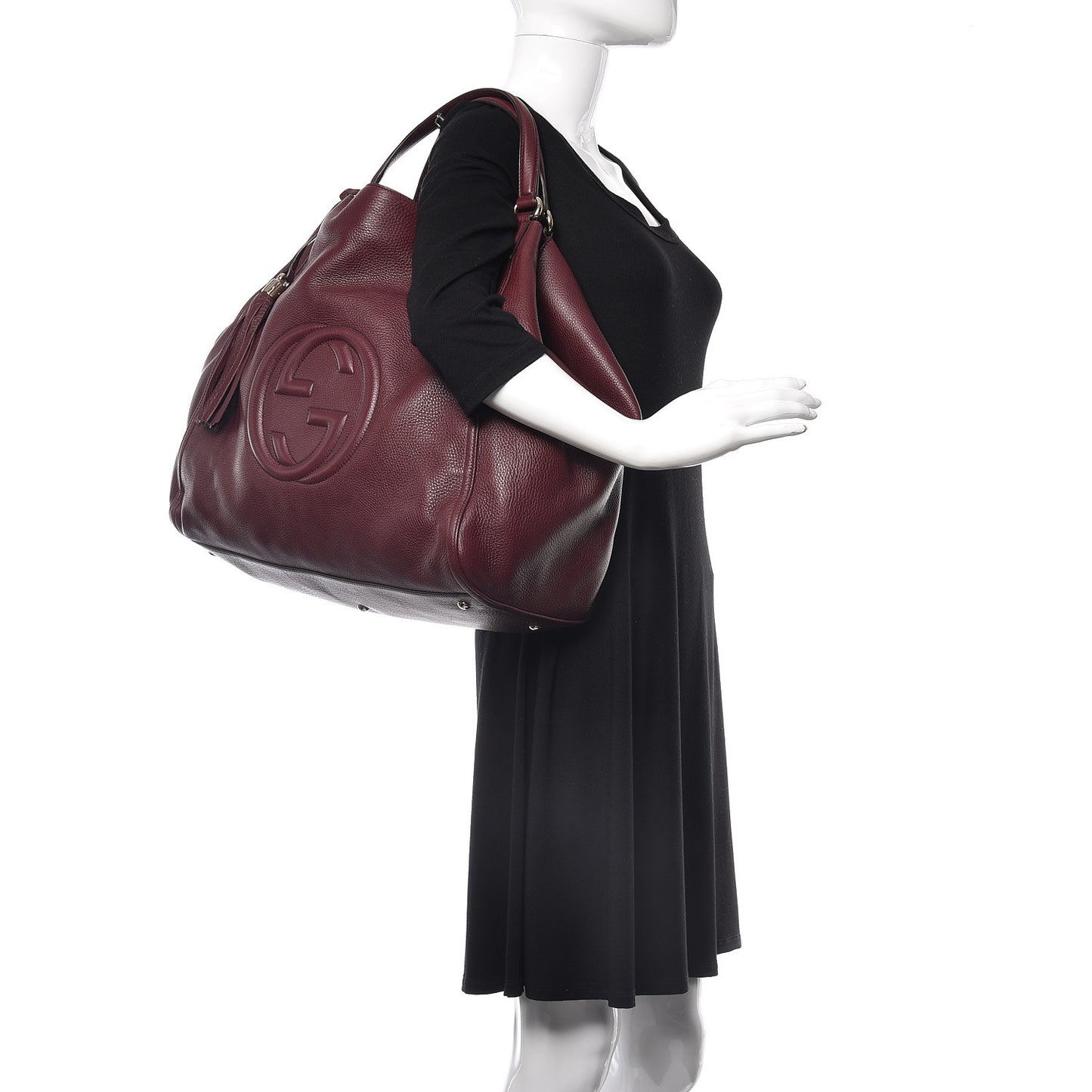 Pebbled Calfskin Large Soho Shoulder Bag Bordeaux