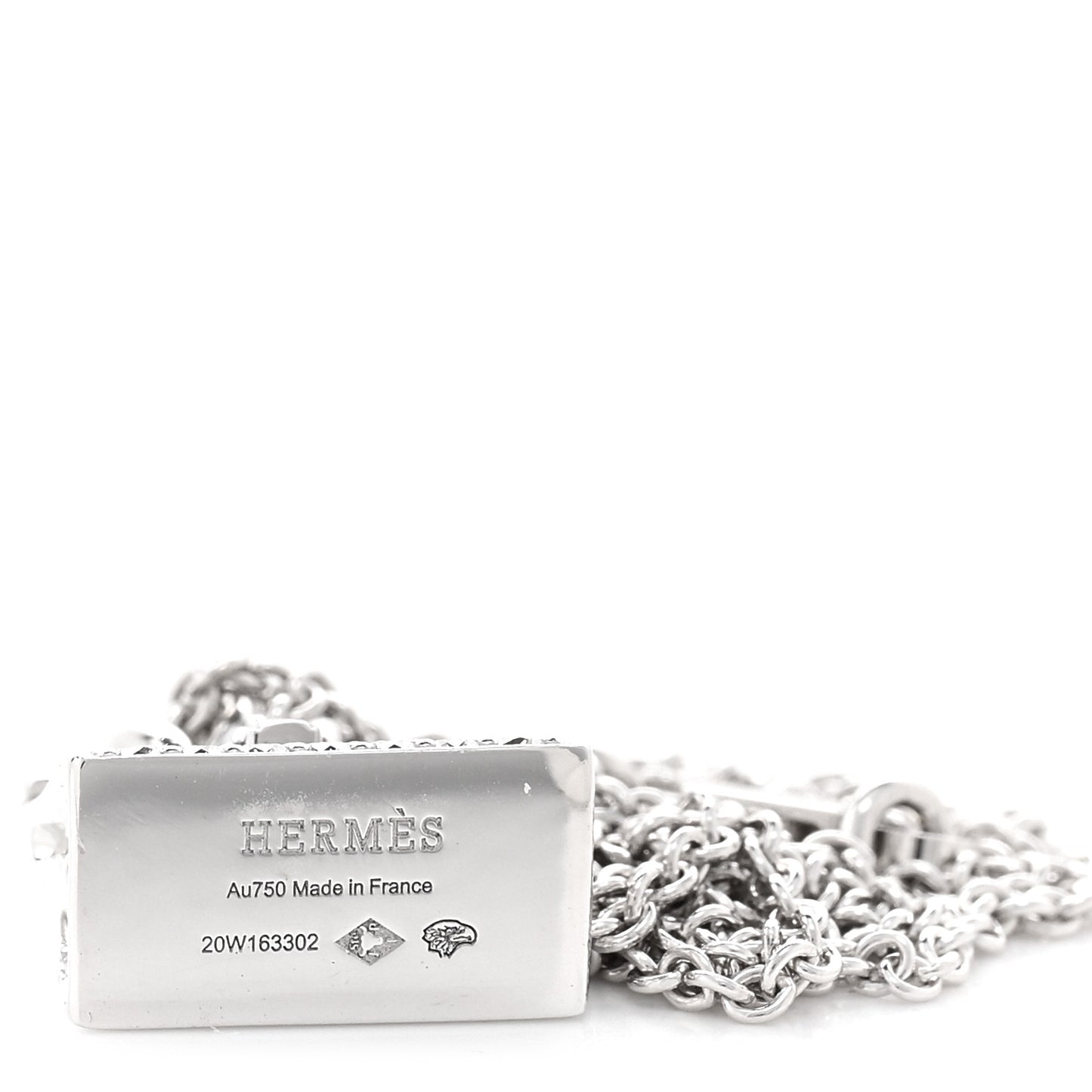 18K White Gold Diamond Birkin Amulette Pendant Necklace