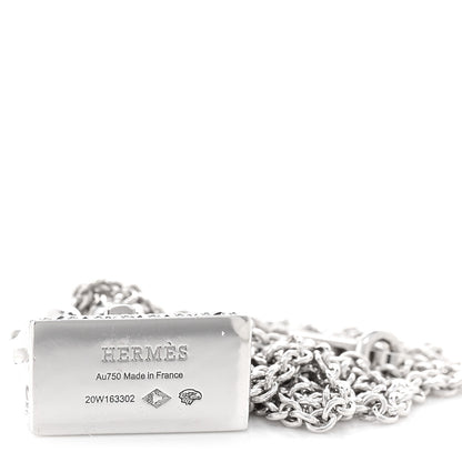 Hermes 18K White Gold Diamond Birkin Amulette Pendant Necklace 5 of 6