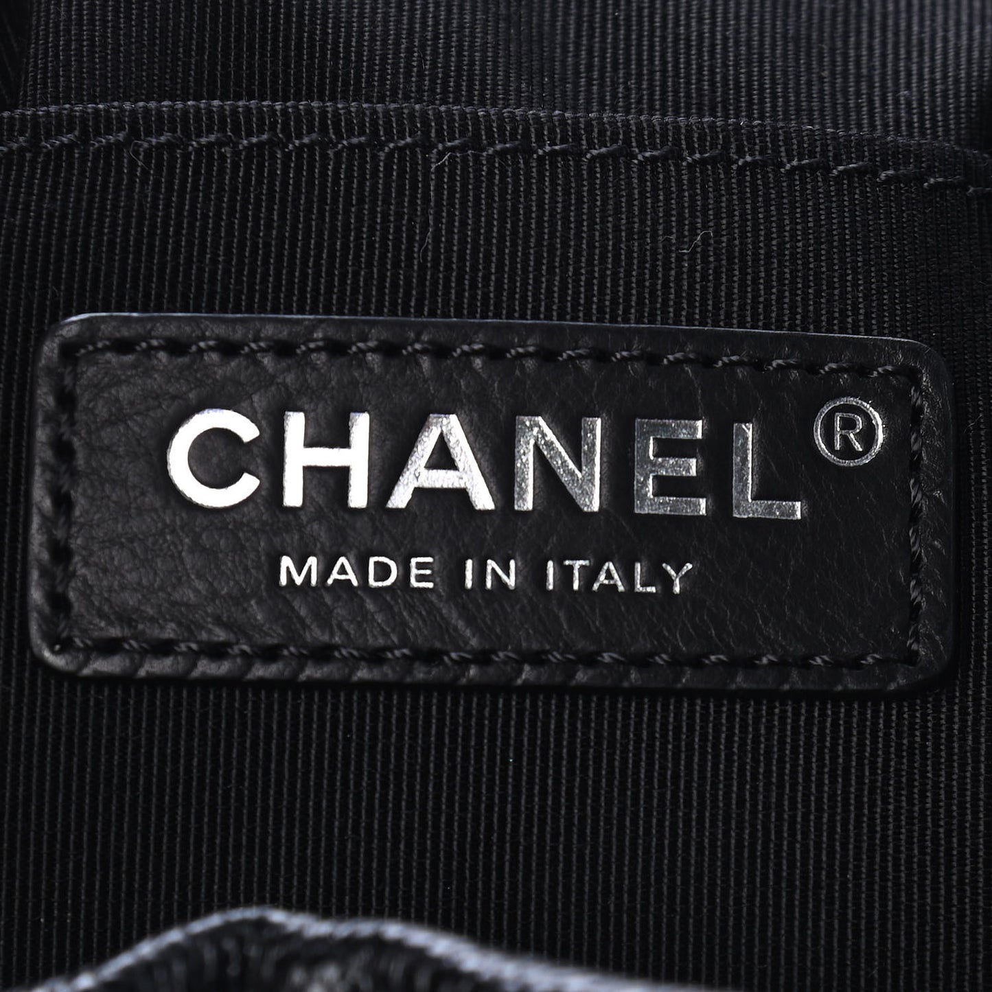 Caviar Flat Quilted CC Chain Bucket Drawstring Bag Black