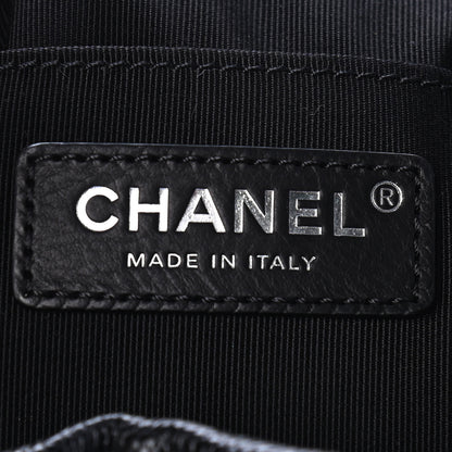 Chanel Caviar Flat Quilted CC Chain Bucket Drawstring Bag Black 6 of 9