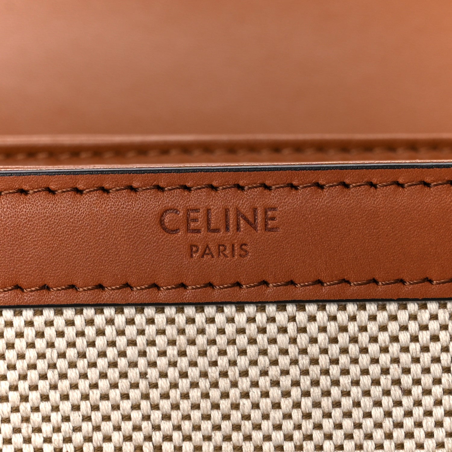Celine Textile Natural Calfskin Large Triomphe Tan White 9 of 13