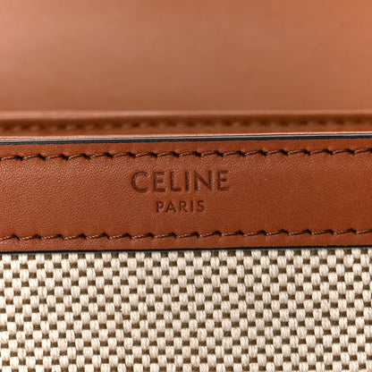 Celine Textile Natural Calfskin Large Triomphe Tan White 9 of 13