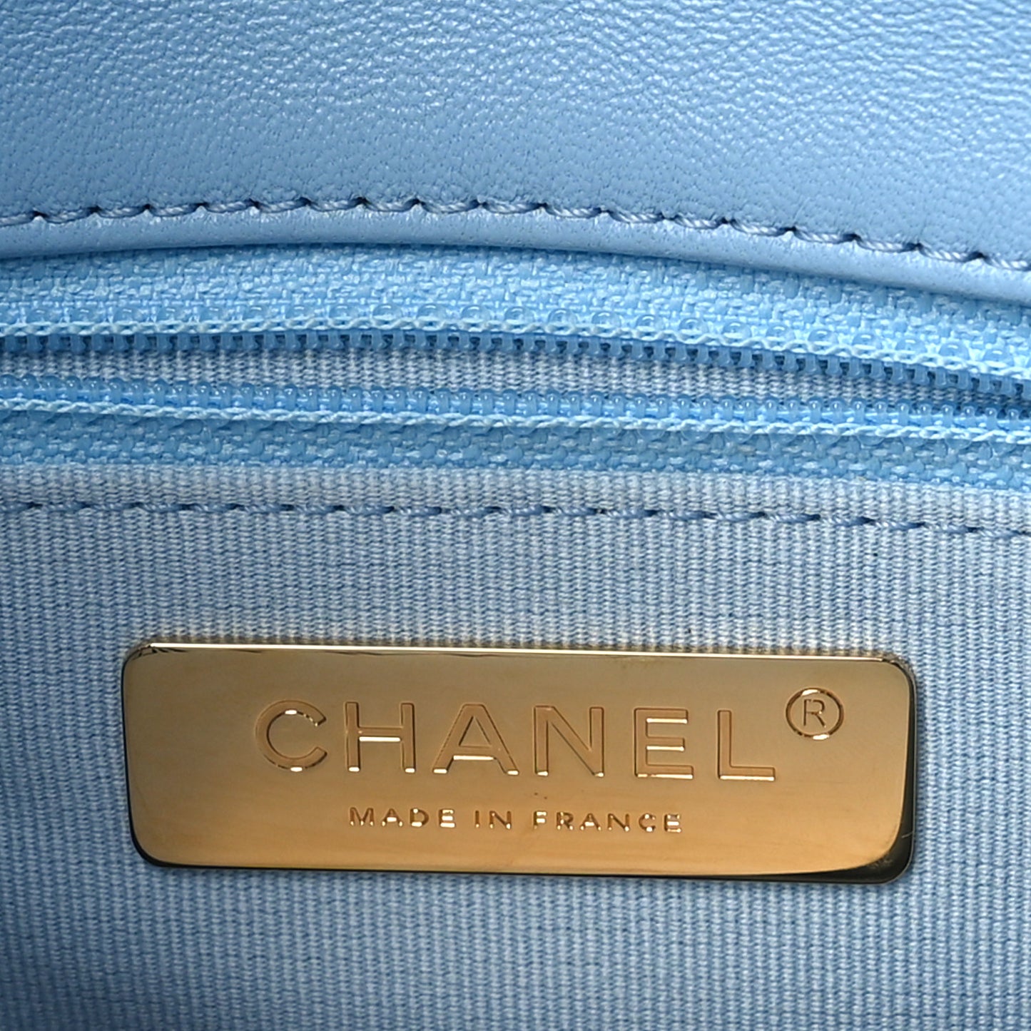 Lambskin Quilted Medium Chanel 19 Flap Light Blue