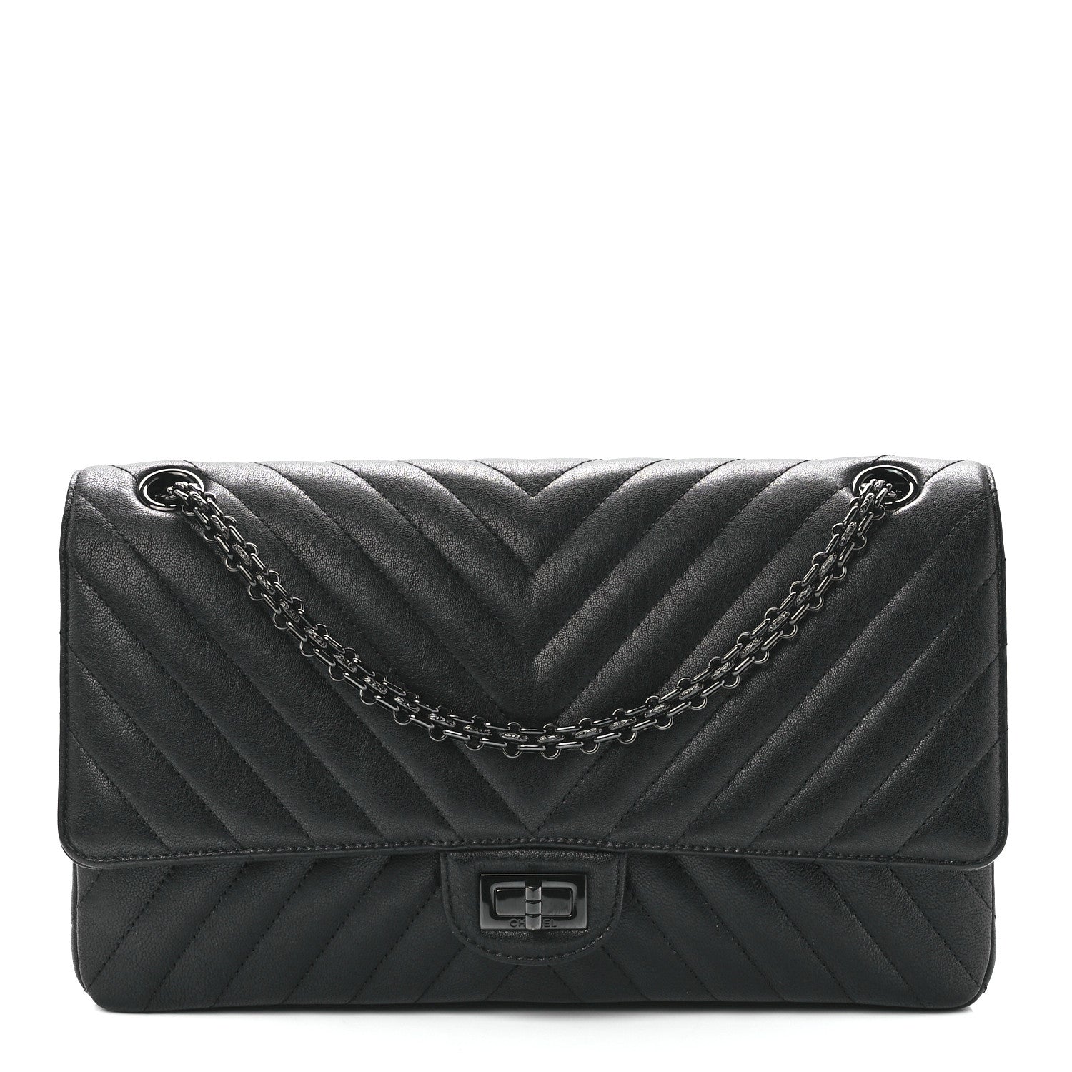 Chanel Sheepskin Chevron Quilted 2.55 Reissue 226 Flap So Black 1 of 11
