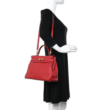 Hermes Taurillon Clemence Kelly Retourne 32 Rouge Casaque 2 of 12