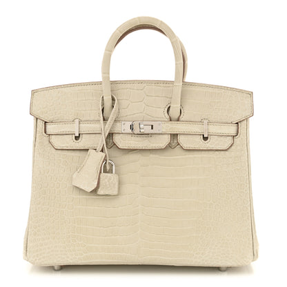 Hermes Matte Porosus Crocodile Birkin 25 Beton 1 of 13
