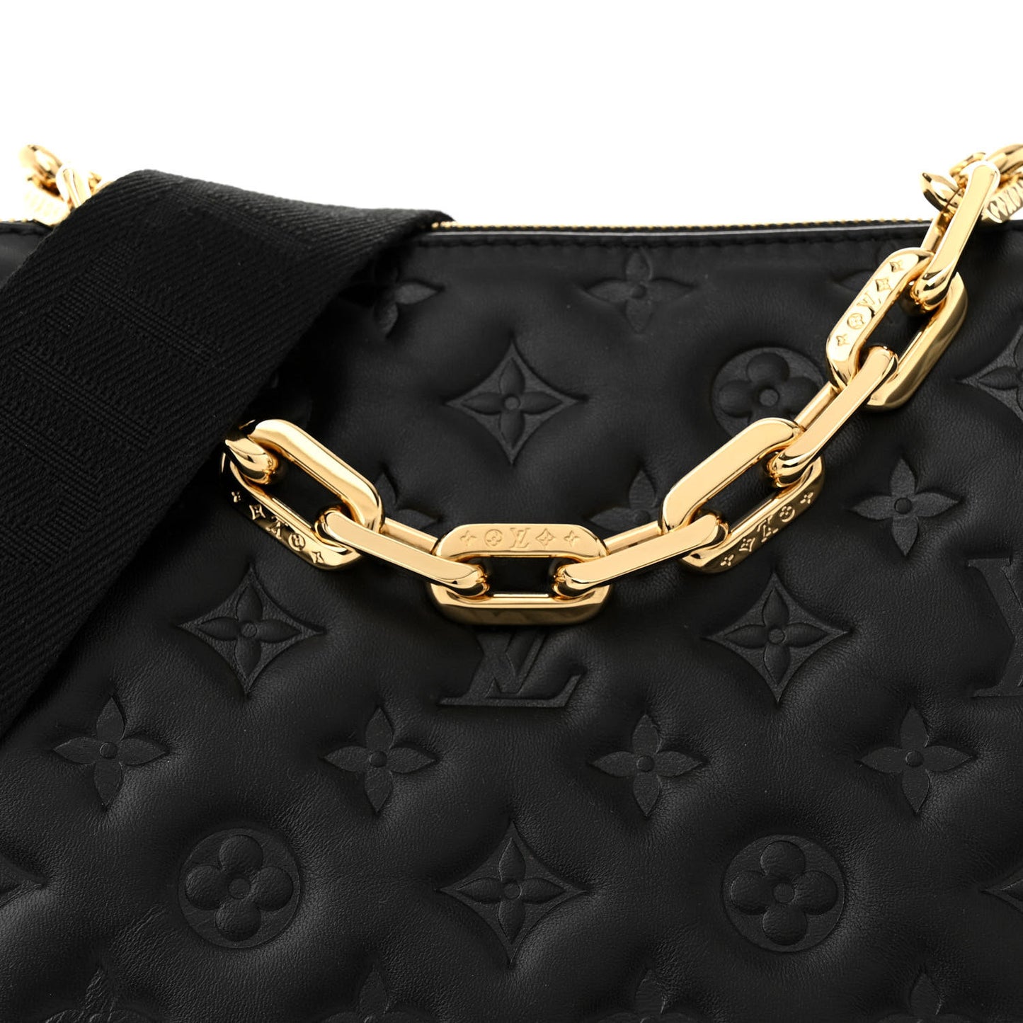 Lambskin Embossed Monogram Coussin PM Black