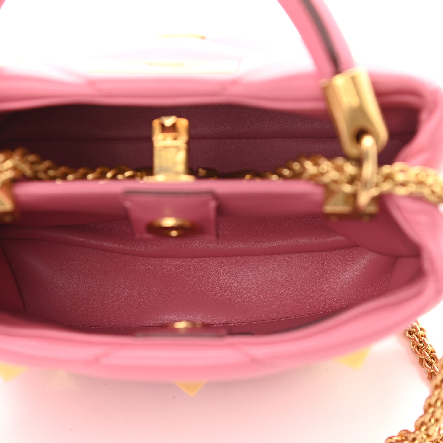 Valentino Garavani Nappa Small Roman Stud The Handle Bag Flamingo Pink 5 of 8
