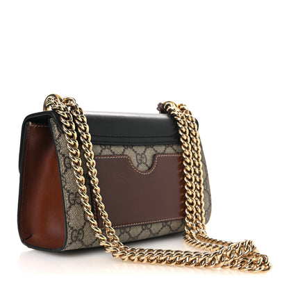 Gucci GG Supreme Monogram Calfskin Small Padlock Shoulder Bag Beige Black Cuir 3 of 16