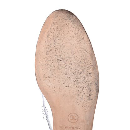 Chanel PVC Metallic Calfskin CC Cap Toe Ballet Flats 40.5 Silver 11 of 18