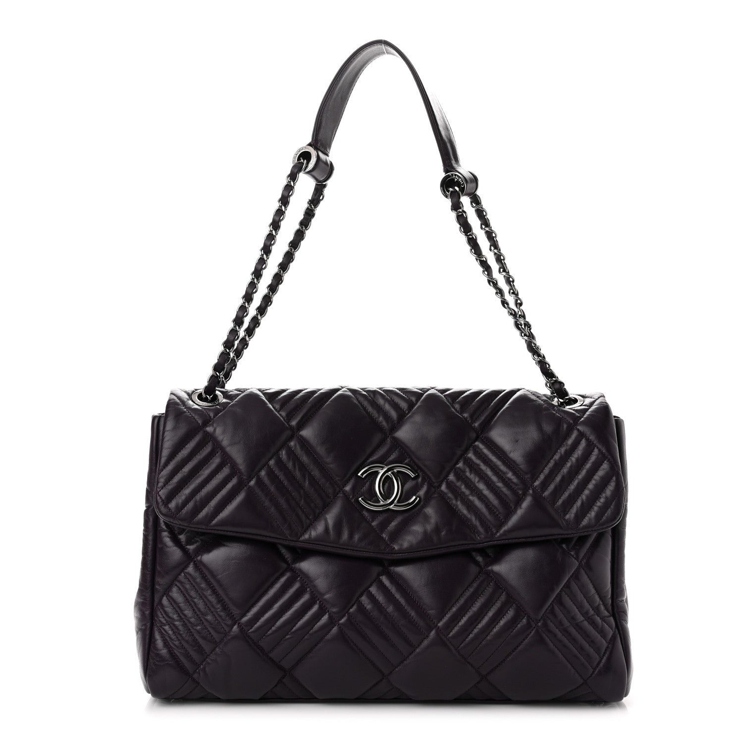Chanel Lambskin In and Out XL Maxi Flap Dark Purple 1 of 10