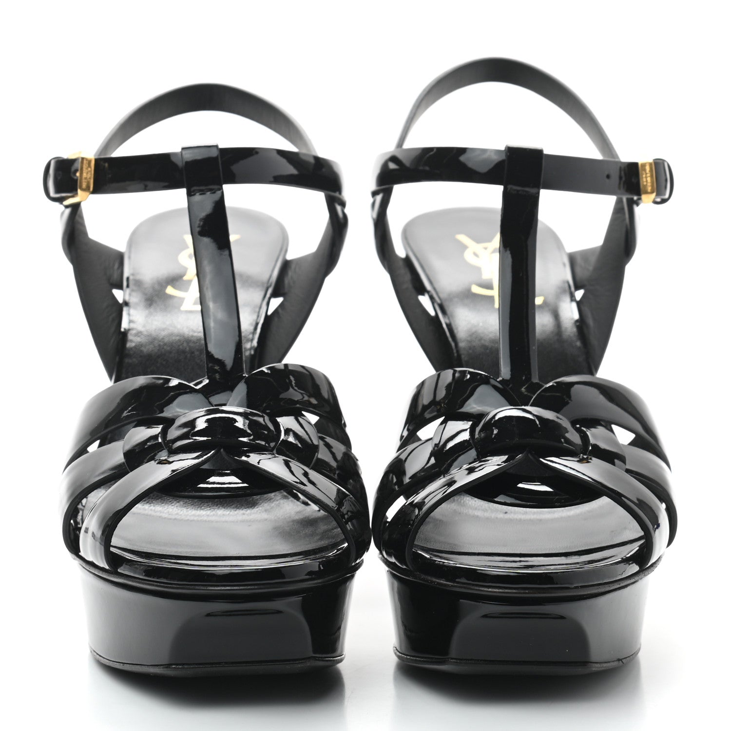 Saint Laurent Patent Tribute 75 Platform Sandals 38.5 Black 2 of 6