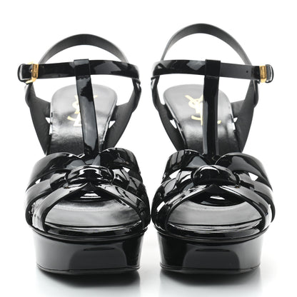 Saint Laurent Patent Tribute 75 Platform Sandals 38.5 Black 2 of 6